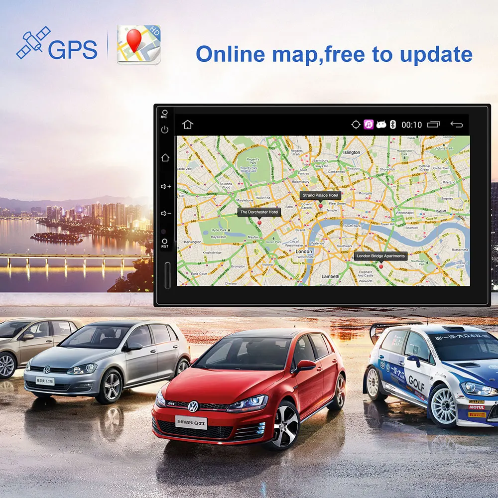 Sale HD 1024*600 Screen 2 DIN Car GPS Radio Stereo Player 7" Android 5.1 Quad core 1.6GHz ROM 16G  with 3G WIFI USB Rear Camera 3
