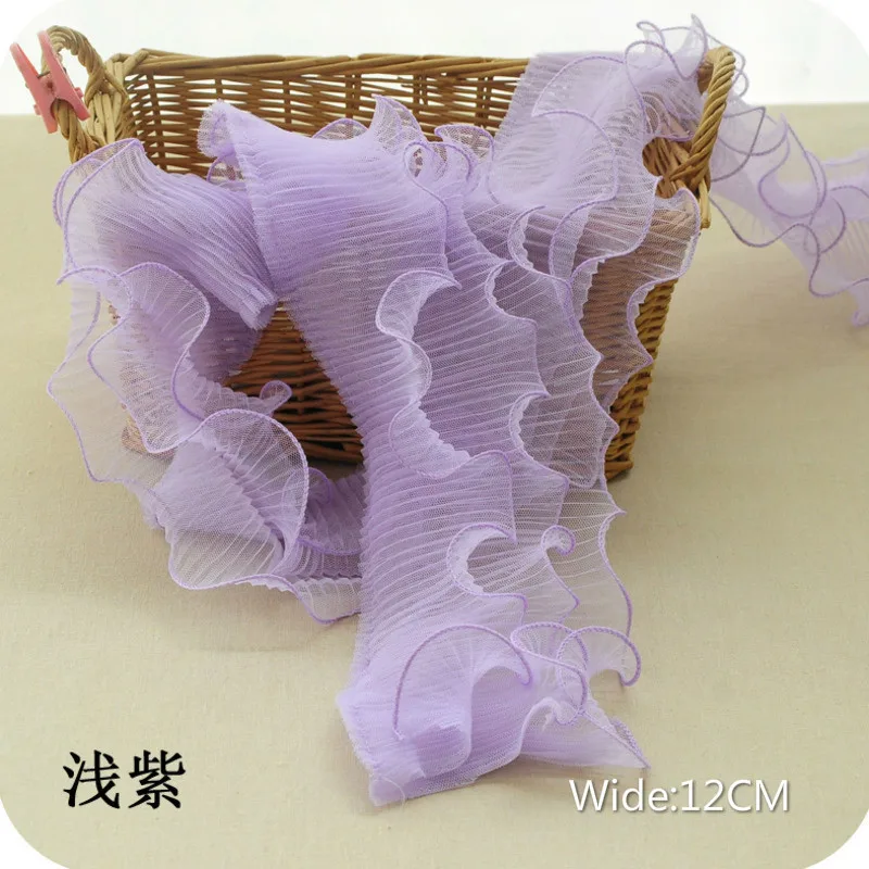 12cm Wide Three Layer Body Pleated Corrugated Lace Elastic Folded Material Ribbon Dress Collar Edge Trim Sewing Supplies lace ribbon lace sewing supplies lace sewing accessories lace garment accessories lace accessories lace decoration