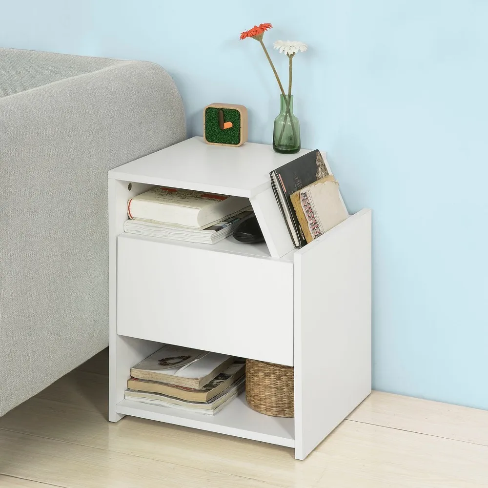 

SoBuy Night Stand Beside Table Drawer Lamp End Side Table FRG261-W