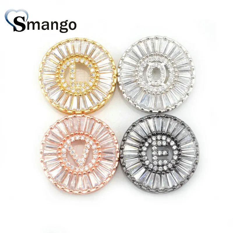 

5 Pieces The Shape of Round Letter Pendant with CZ, 4Plating Colors , Can Mix
