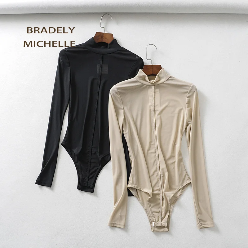 

BRADELY MICHELLE Sexy slim long-sleeve tight rompers bodysuits women club outwear jumpsuits for women 2019 ladies tops
