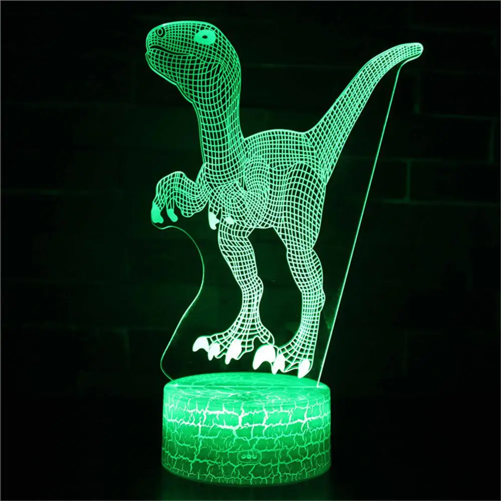 3D динозавр дизайн Ночная лампа USB ночник с сенсорным управлением многоцветный