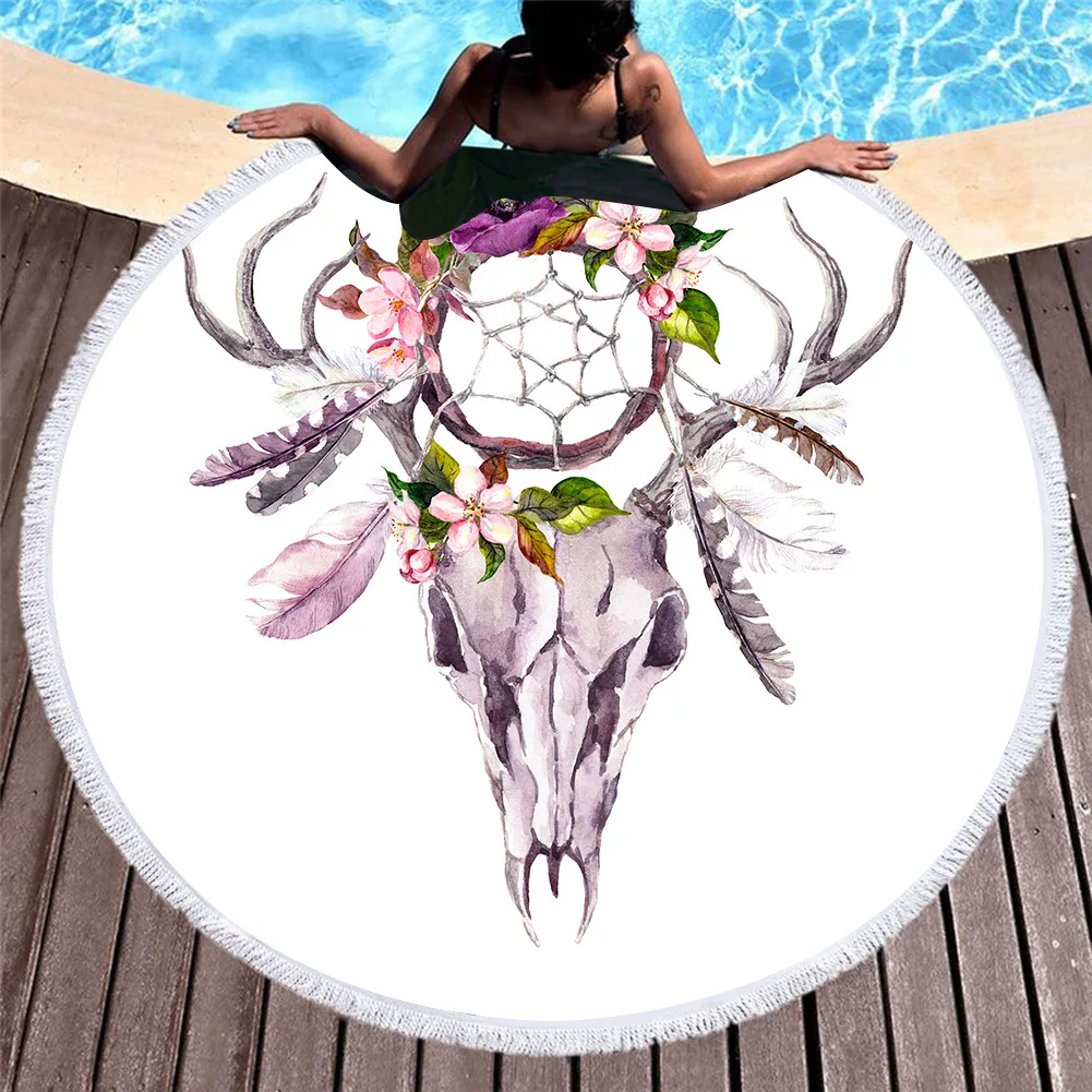 

Dream Catcher Round Beach Towel Microfiber Beach Towel Home Decor Bohemia Style Large Summer Sport Towel Bath Picnic Blanket Mat