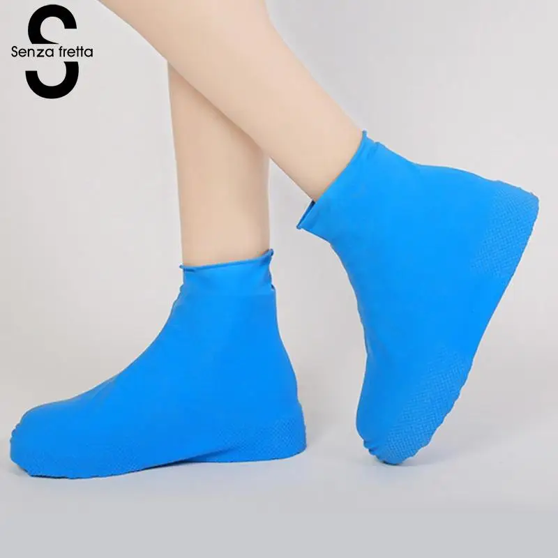 

Senza Fretta Rain Shoe Covers Silica Gel Slip Resistant Waterproof Shoe Cover Reusable Rain Boat Motorcycle Bike Overshoes Women