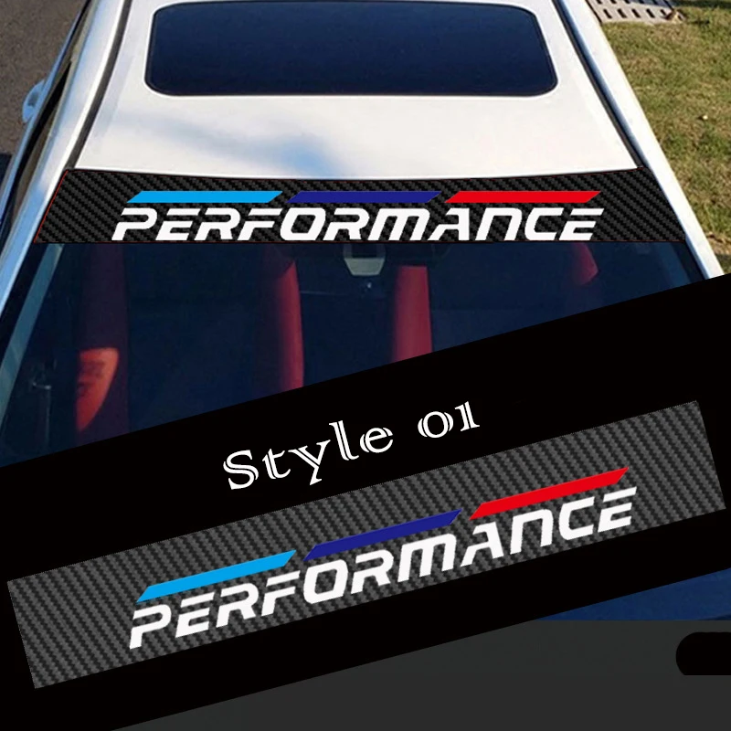 

2 Styles Car Sticker Front Windshield Sticker Performance Carbon Fiber Personalized Car Styling for BMW e46 e90 e60 Stickers