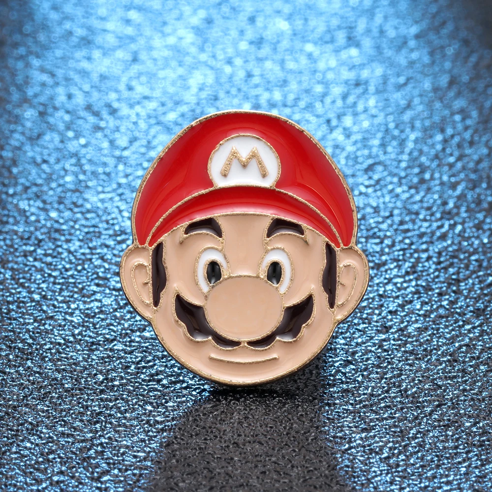 Изысканная с эмалью мультяшным персонажем &quotМарио&quot брошь джинсовая Pin рубашка
