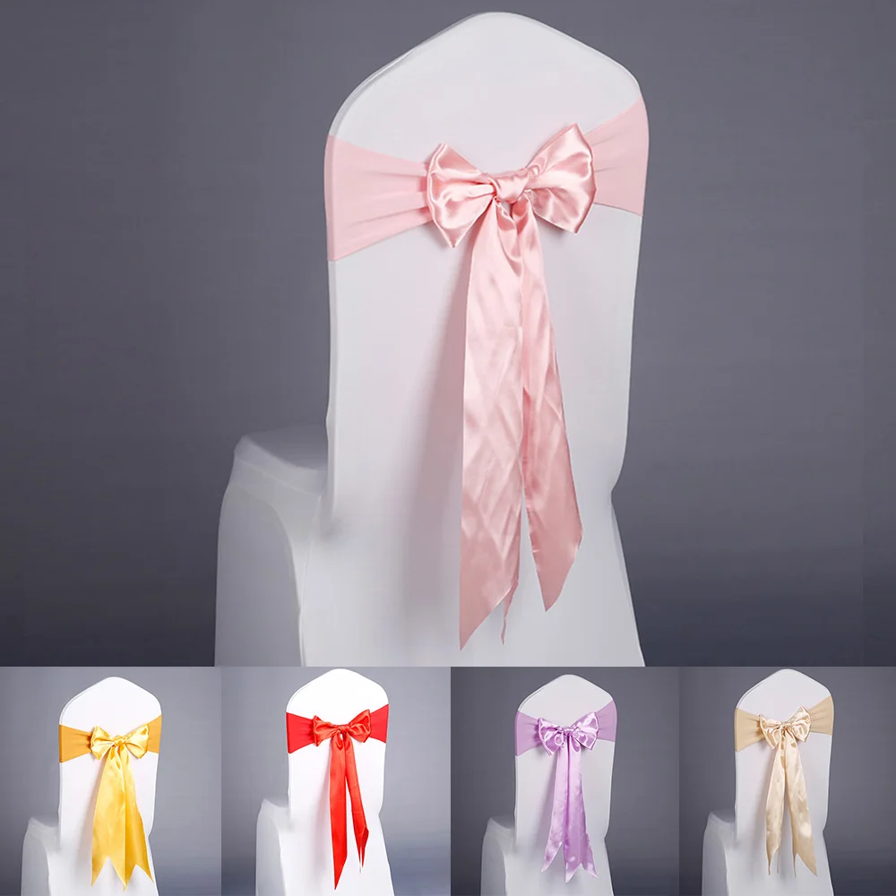 

Birthday Wedding Chair Sash Bow Elastic Chair Ribbon Spandex Chair Sash Back Tie Bands for Wedding Party Ceremony Banquet Decor