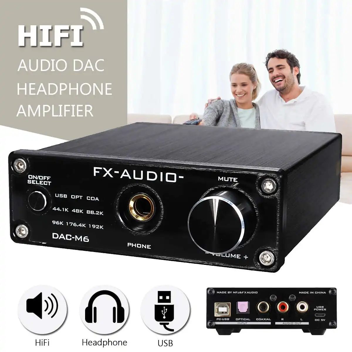 

1Pcs Car Audio Decoder 3.5mm headphone amplifier USB HiFi Audio Decoder 6.5mm USB Interface HIFI for PC Computer