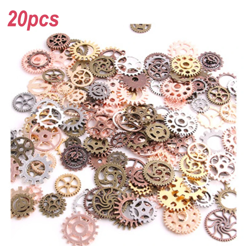 

20pcs Bronze Watch Parts Steampunk Cyberpunnk Cogs Gears DIY Jewelry Craft Figurines Miniatures Random Color