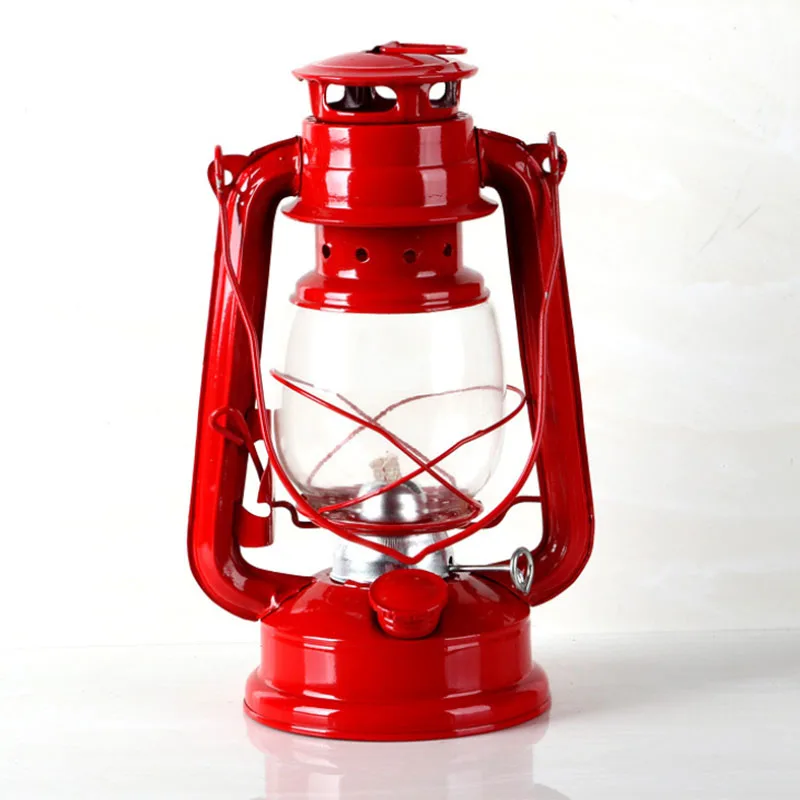Ретро Классическая керосиновая лампа керосиновые фонари фитиль Портативные Огни украшение-красный