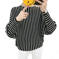 Full Pullover Sweaters Ladies Autumn Bat Sleeve Korean Loose Stripe Knitting Sweater Harajuku 2018 Fall Fashion Women One Size Full Pullover Sweaters Ladies Autumn Bat Sleeve Korean Loose Stripe Knitting Sweater Harajuku 2018 Fall Fashion Women One Size