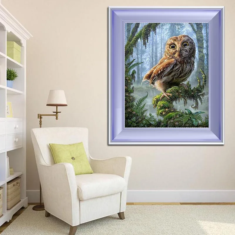 

JoySunday Needlework,DMC DIY cross-stitch,Full embroidery kits,Owl Animal Tree patterns chinese cross stitch printed on canva