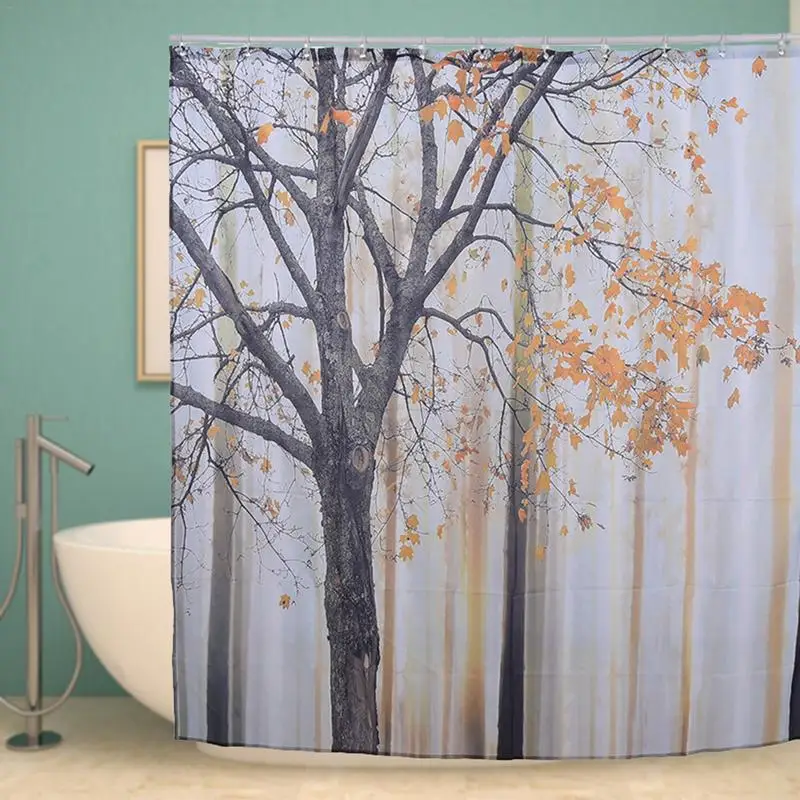 Autumn Trees Waterproof Shower Curtain Natural Luxury Curtain Bathroom