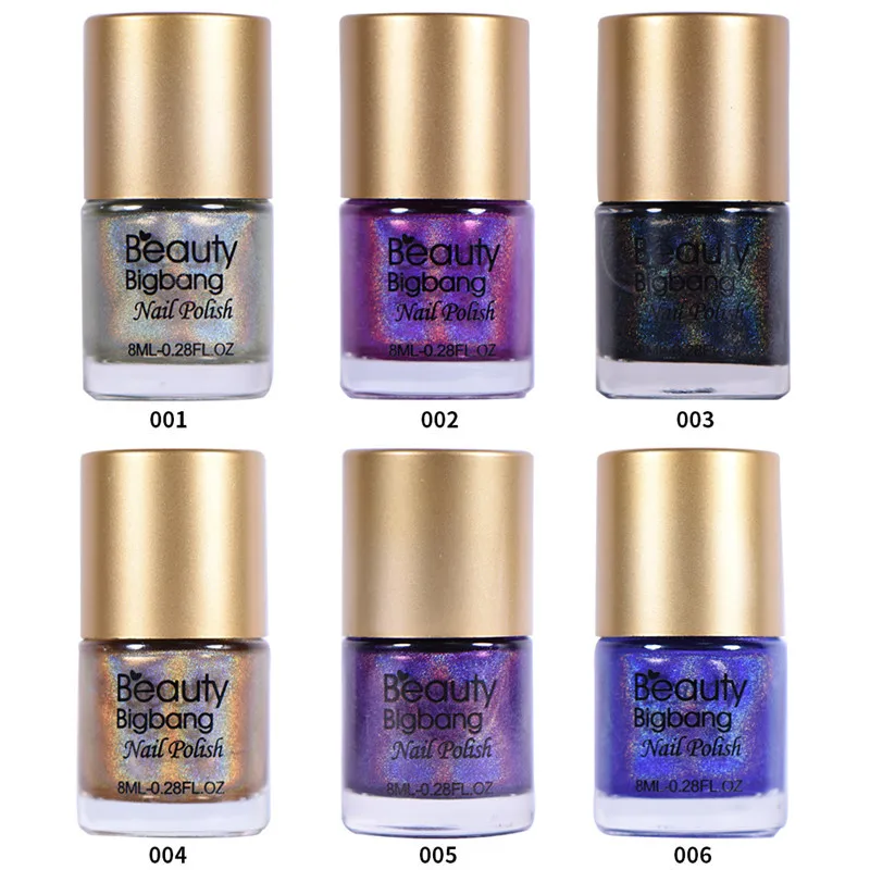 Голографический лак для ногтей BeautyBigBang 6 бутылок Новое поступление 2018 цветной