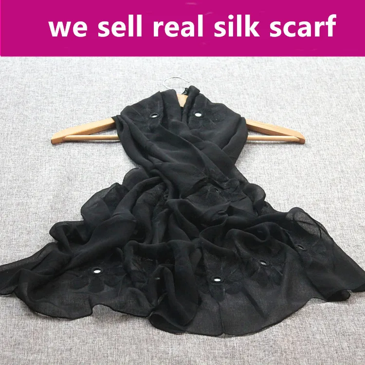 

0421-1# 100% silk scarf shawls wrap georgette,color:as picture,55*160cm women