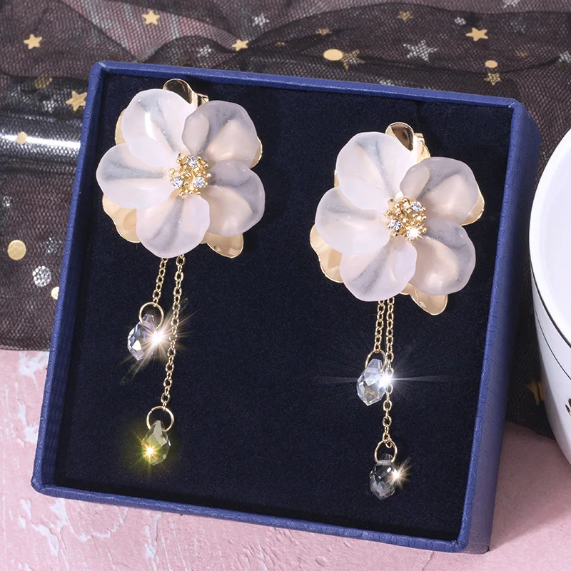 

Women Dangle Trendy Vintage Jewelry Drops Acrylic Fashion Wedding Bohemia Crystal Tassel Flower Elegant Earrings