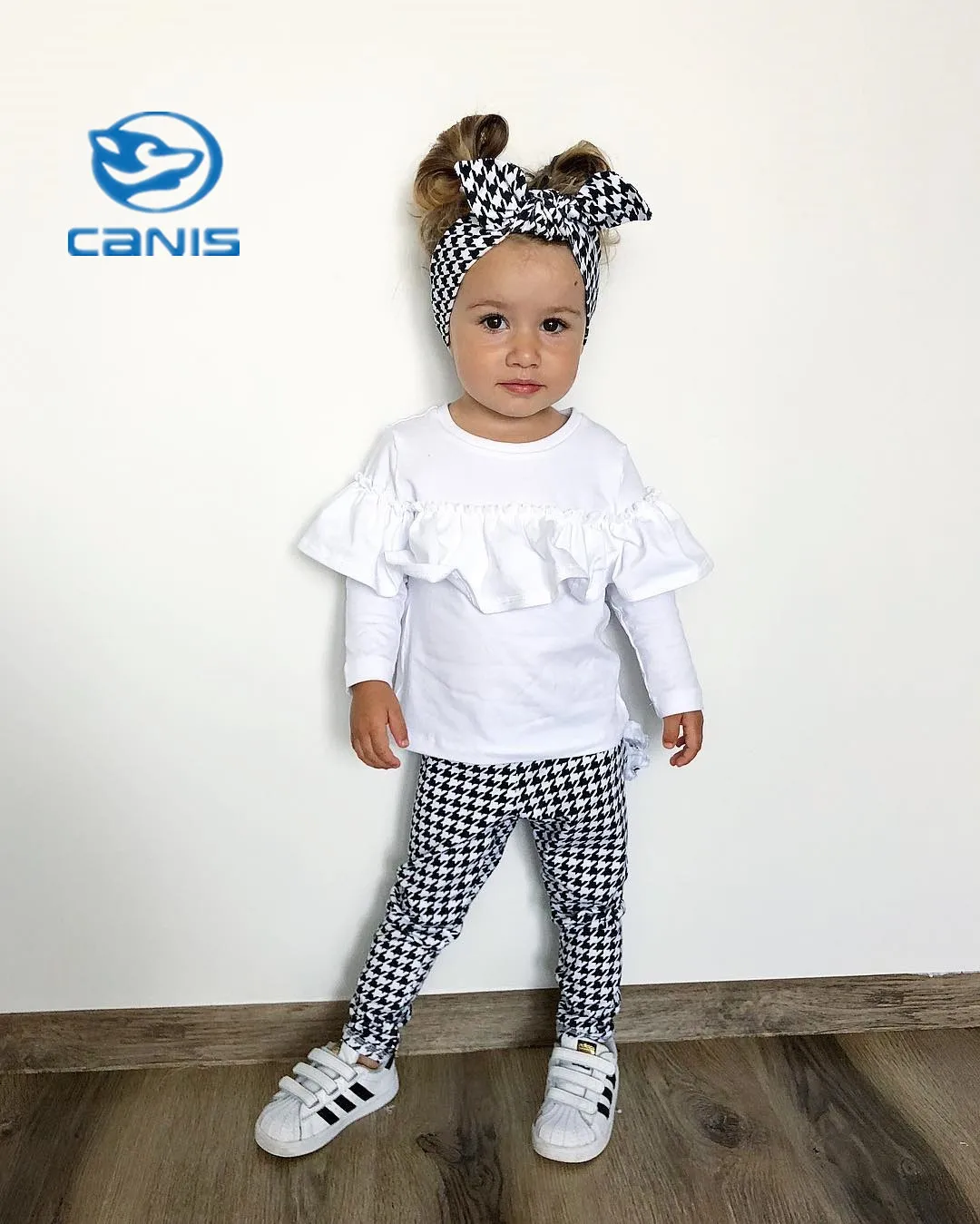 

CANIS Fashion Toddler Kids Girls Ruffle Plaid Ruffles Tops Pants Leggings 2Pcs Outfits Clothes Set 1-5T