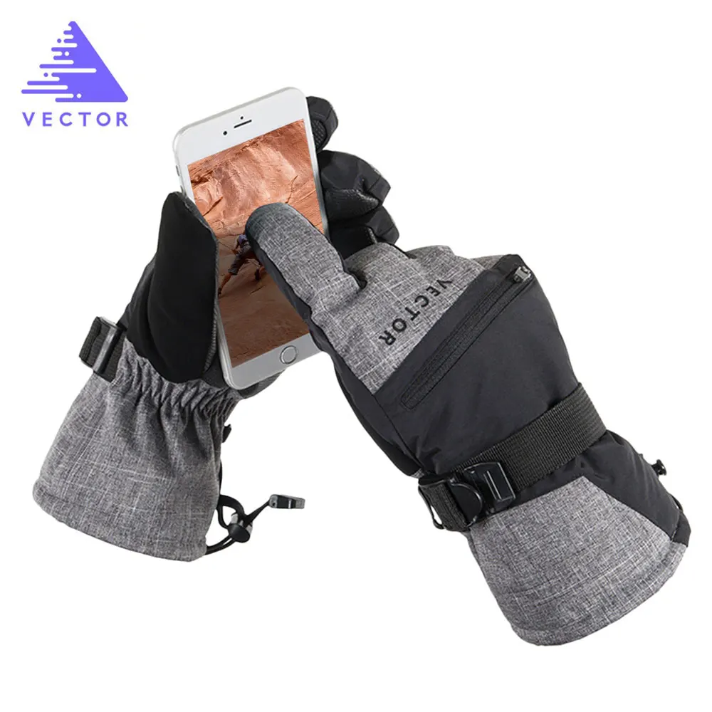 VECTOR Touch Screen Ski Gloves Men Women Warm Waterproof Skiing
