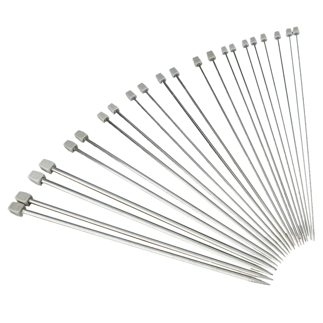

11 pairs Stainless steel different sizes single pointed knitting needles 2mm-8mm, Silver