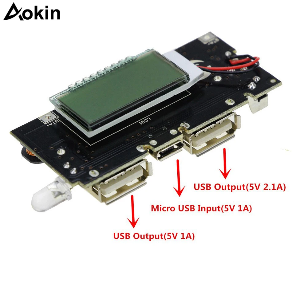 Двойное зарядное устройство USB 18650 PCB модуль питания 5 в 1 а 2 А Мобильный Внешний
