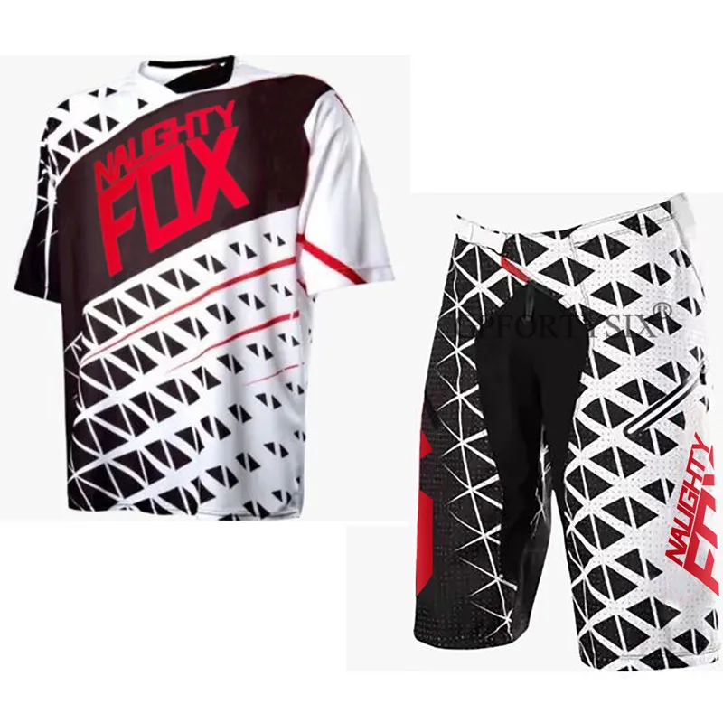 NEW NAUGHTY FOX Summer Men Motocross Gear Combo Bicycle Mountain Bike Off-road DH Cycling Suit Shorts& Jersey