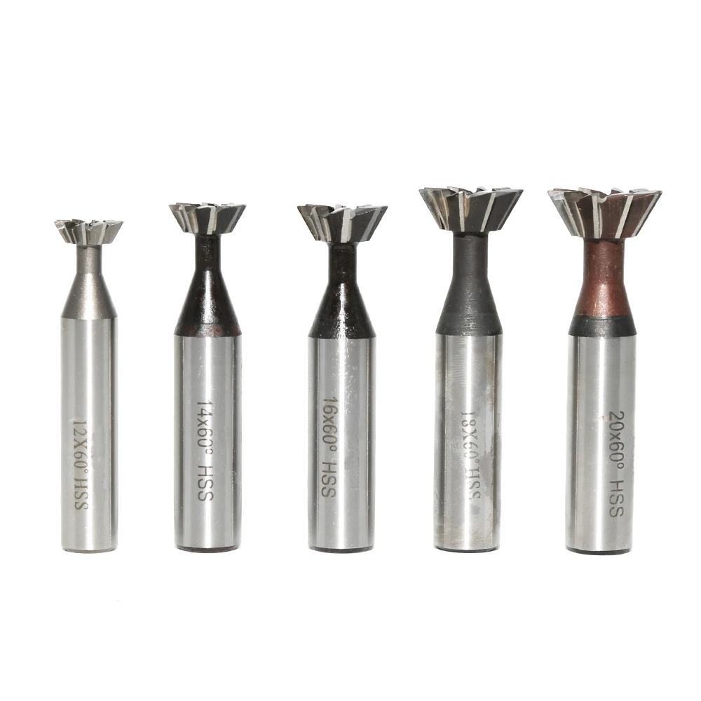 

Brand New 1Pcs 12/14/16/18/20mm 60Degree HSS Straight shank HSS Dovetail Milling Cutter End Mill Smooth Cutting High Speed Steel