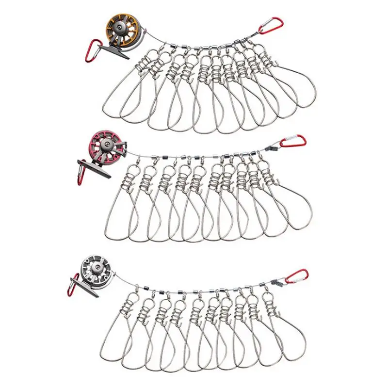 

Fishing Live Fish Lock Buckle with Reel and Float Stainless Steel 10 Snaps Fishing Stringer Clips Tackle Carp Pesca