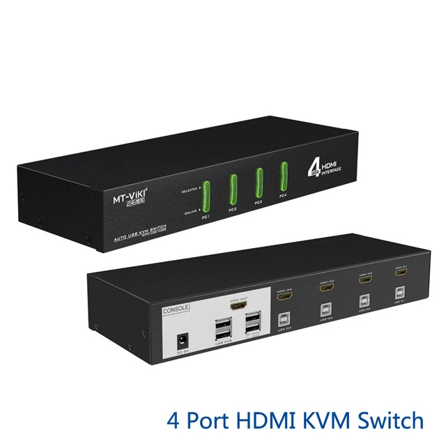 4 портовый HDMI KVM переключатель Hotkey с автоматическим сканированием подключаемый USB