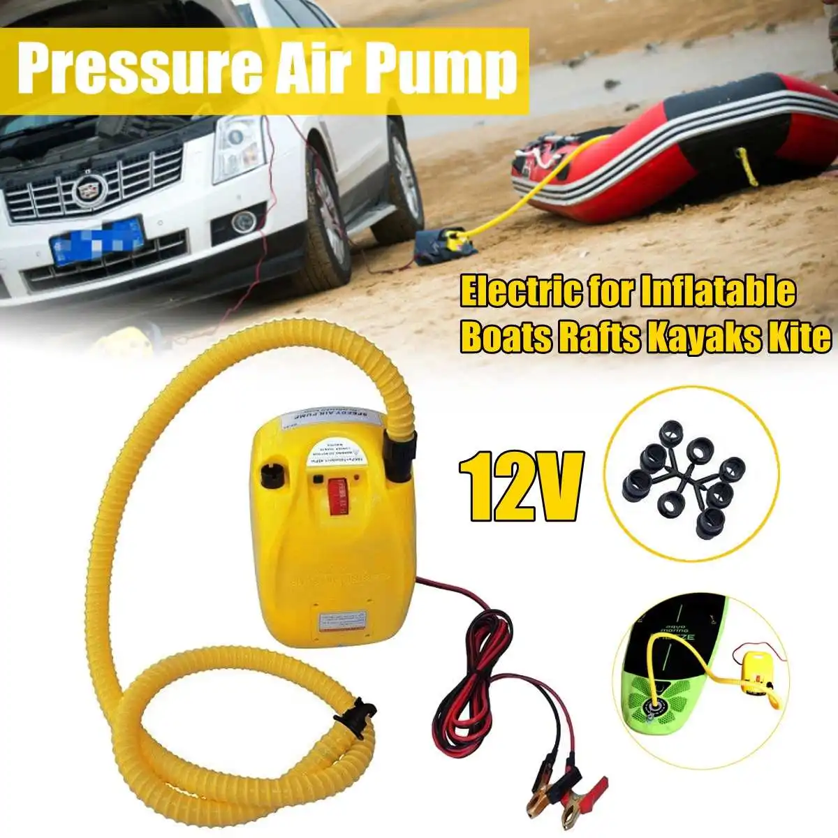 

high pressure DC 12V electric air pump for inflatable boat dinghy raft sup surf board stand up paddle