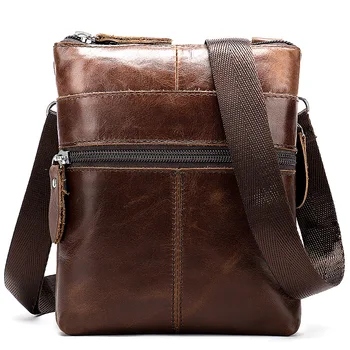 

Vintage Messenger Bag Men's Shoulder Genuine Leather Bags Flap Small Male Man Crossbody Bags For Men Cowhide Leather Bag Brown