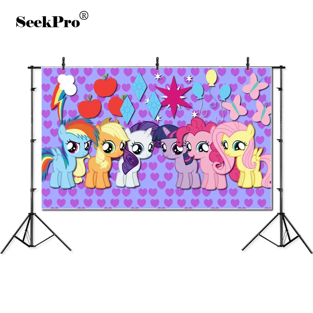 

My little Pony Birthday Party Cartoon Photo Background baby pink Prop background for photo studio photocall Photography backdrop