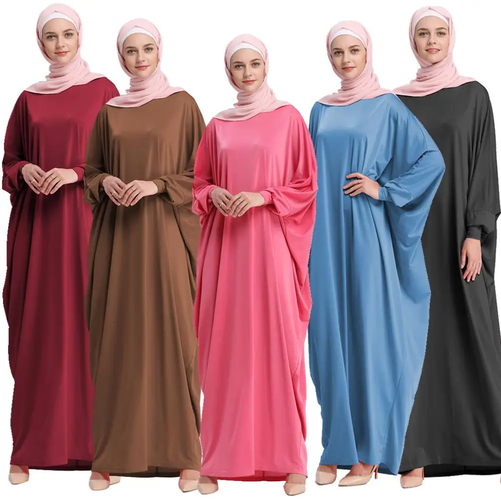 

Muslim Women Dress Middle East Islamic Gown Dubai Robe Bat Sleeve Abaya Jilbab Maxi Fashion Loose Kaftan Dress Middle East Gown