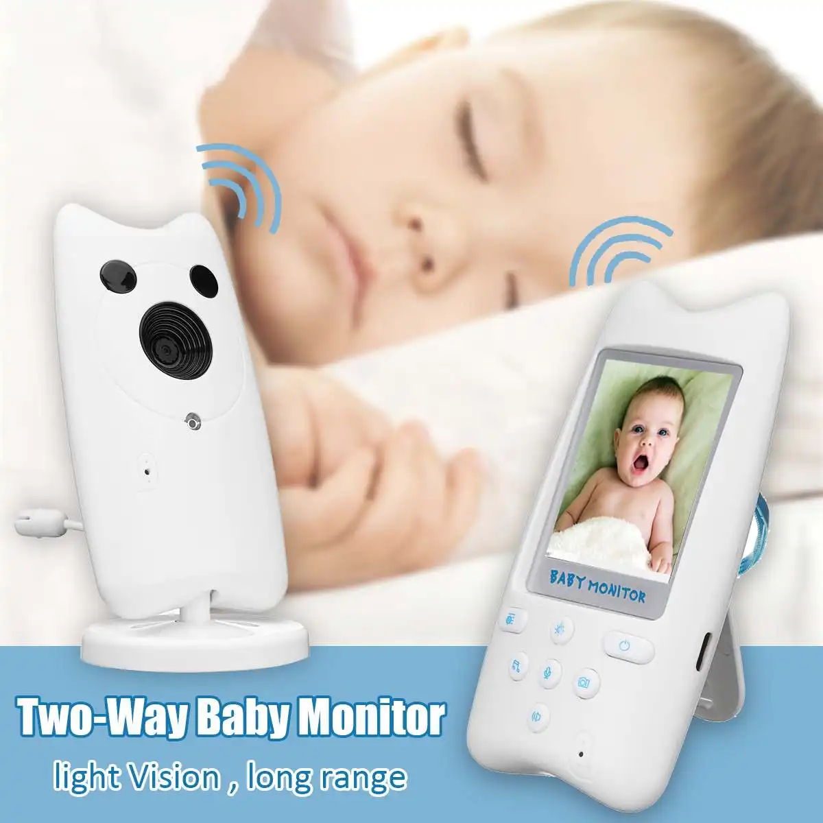 

2.4" Baby Monitor Wireless LCD Audio Video with Baby Camera Security Music Night Vision Two Way Talk Baby Safety Support Photo