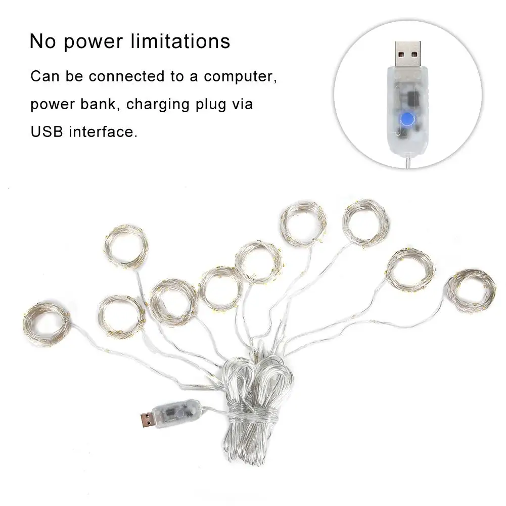 LED USB Multi Functional 3 x 3 meters Curtain Lamp For Home Weeding Decor Waterproof Warm White Light With Remote Control