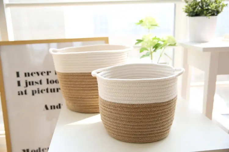 2019 جديد القطن و الكتان صندوق تخزين ملابس مربع الأذنين سلة التخزين سلة الغسيل أشتات المنظم لعبة صندوق تخزين منزلي