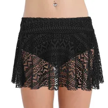 TiaoBug летние женские Вязаные кружевные купальные сексуальные мини-юбки со встроенным бикини трусы купальник купальный костюм Пляжная одежда