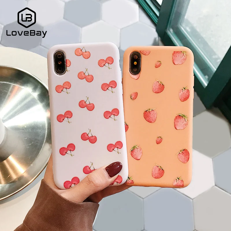 

Lovebay Phone Case For iPhone 6 6s 7 8 Plus X XR XS Max Cute Cartoon Lovely Cherry Strawberry Soft TPU For iPhone X Phone Case