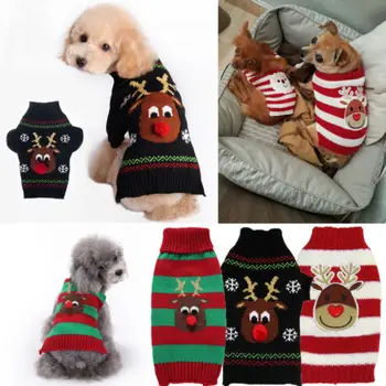 

2019 Xmas Sweaters Dog Pet Cat Christmas Warm Jumper Sweater Clothes Winter Puppy Knitwear Costume Coat Apparel