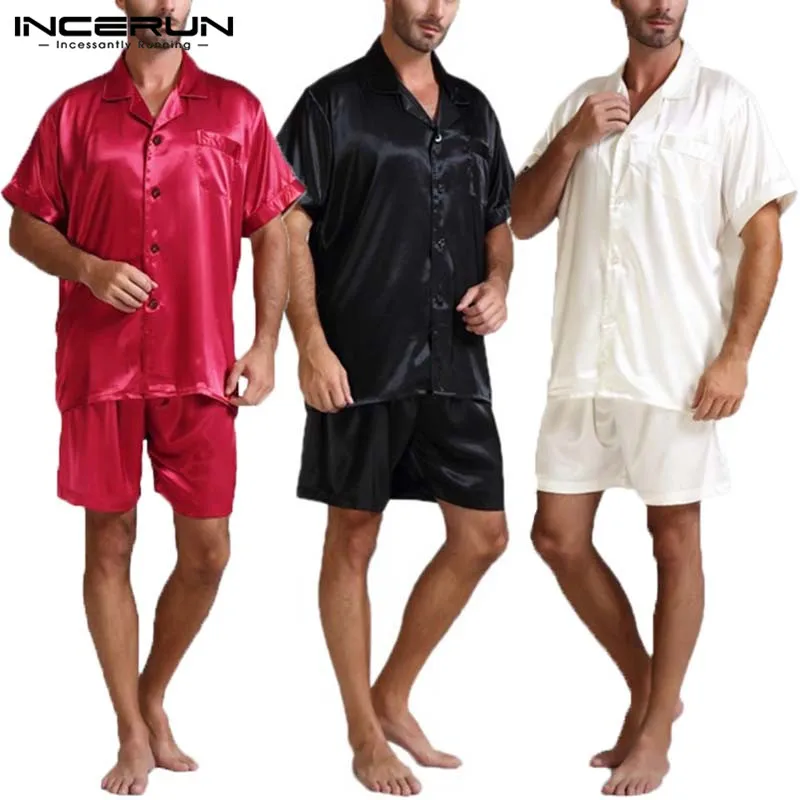 Модные мужские шелковые пижамы наборы мягкая Пижама шелковые топы с короткими рукавами шорты Мужская домашняя пижама костюмы лето плюс размер 5XL
