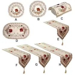 Модные столовых Ретро Европейские пастырские вышитые Цветочная скатерть Настольная дорожка дома Кухня украшение для столовой