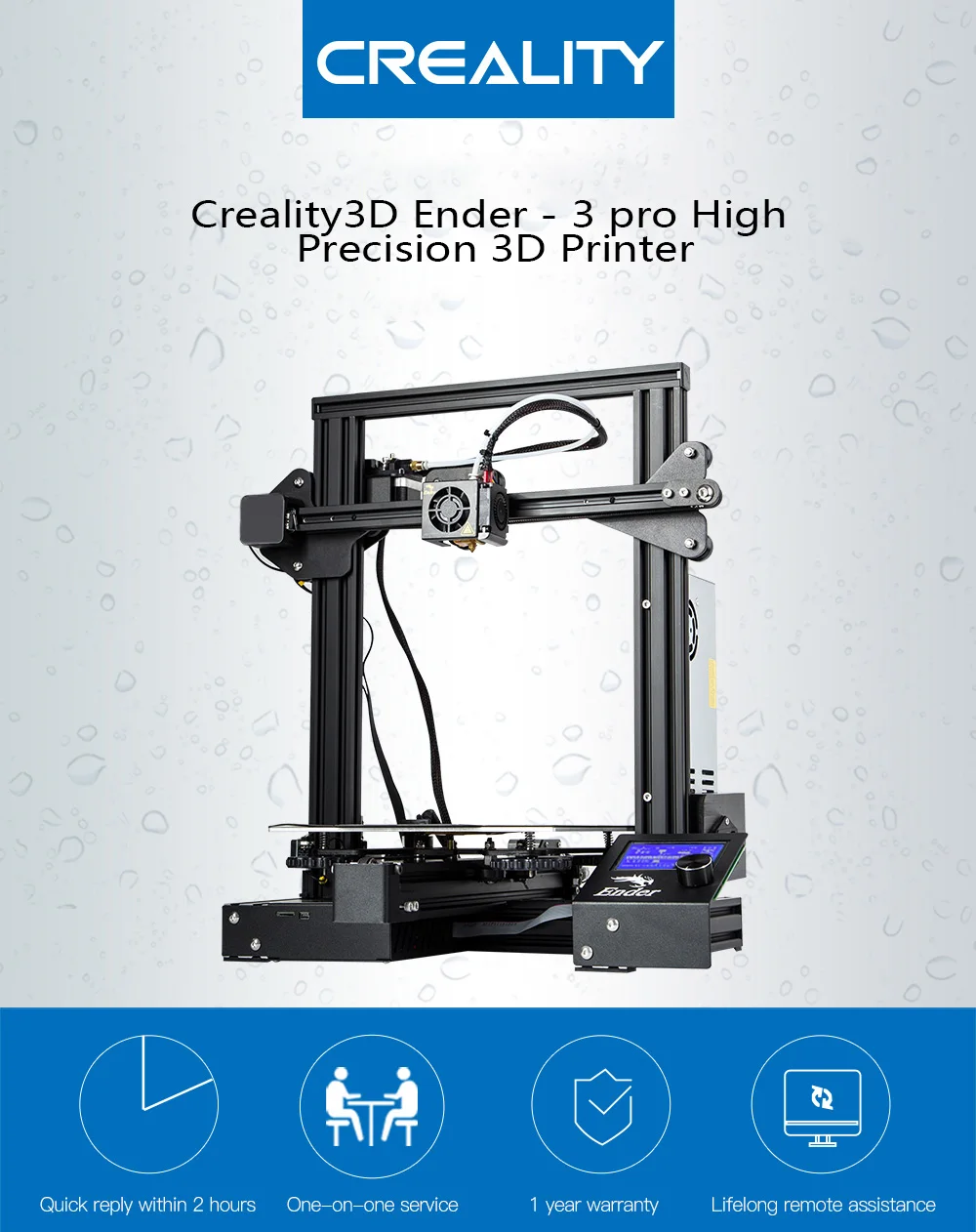 

Creality3D Ender - 3 Pro High Precision 3D Printer DIY Kit Steel Frame LCD Display Stable Safer Than Previous