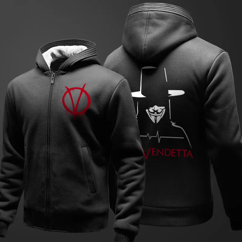 Fans Made Winter Cotton Sweatshirt V-word vendetta Hoodie SHIELD Luminous Thick Hoodies