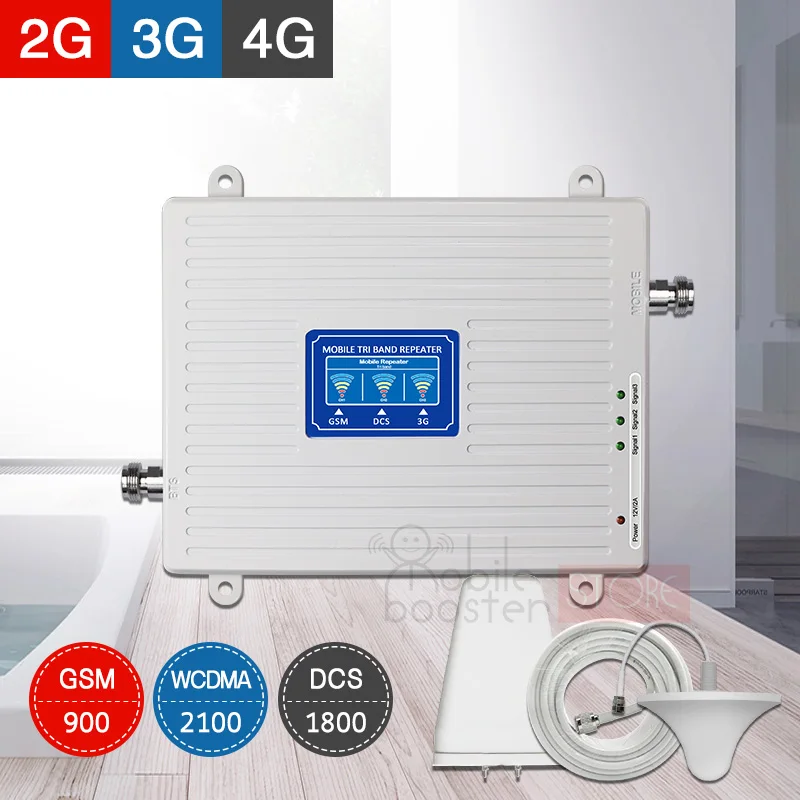 

900 1800 2100 cellular booster amplifier repeater gsm 2g wcdma 3g 4g lte 1800mhz Mobile cell phone signal booster amplifier Kit