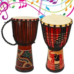 Музыкальный инструмент дюймов 10 дюймов традиционный Африканский ручной барабан джембе корпус из красного дерева козья кожа цветной