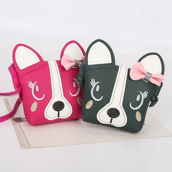 

Children Handbag For Girl Bowknot Dog Shoulder Bag Baby Purse PU Leather Messenger Bag Kid Crossbody Bag Wallet