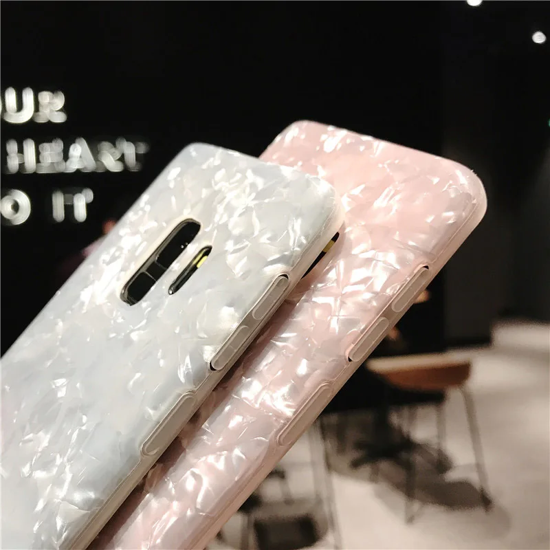 USLION Glitter Dream Shell Pattern Case For Samsung Galaxy S9 S8 Plus IMD TPU Silicon Phone Cover For Smausng S9 Plus Soft Cover