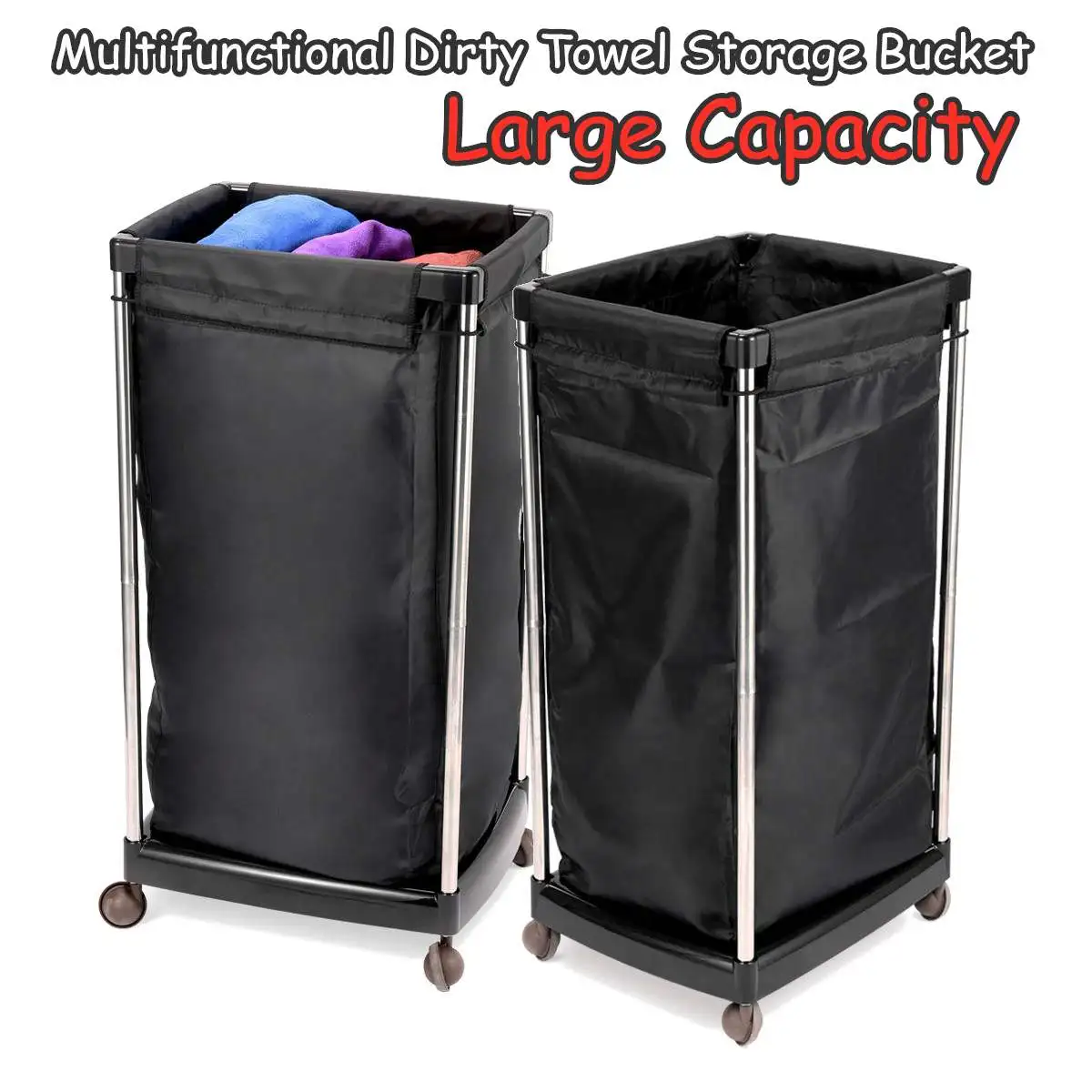 

Reusable Multifunction Bath Dirty Towel Storage Basket with Wheels Salon Laundry Clothes Organizer Bucket Trolley Cart Hotel Gym