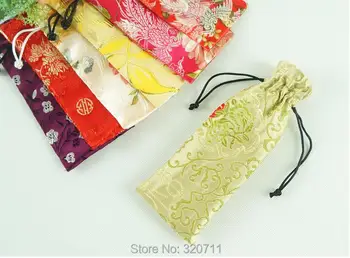 

60pcs Silk Drawstring Jewelry Organizer Pouch 16*7.5cm Satin Christmas Wedding Gift Bag Necklace Bracelet Comb Packaging Pouch