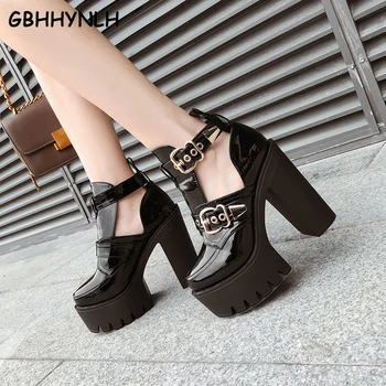 

GBHHYNLH Fashion Ankle Boots Platform Shoes Round Toe spring Boots Thick High Heels spring shoes Punk Boots for Women LJA573