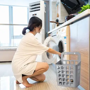 

Small Wall-Mounted Laundry Basket Stand Laundry Basket Storage Box Hollow Storage Organizer Basket